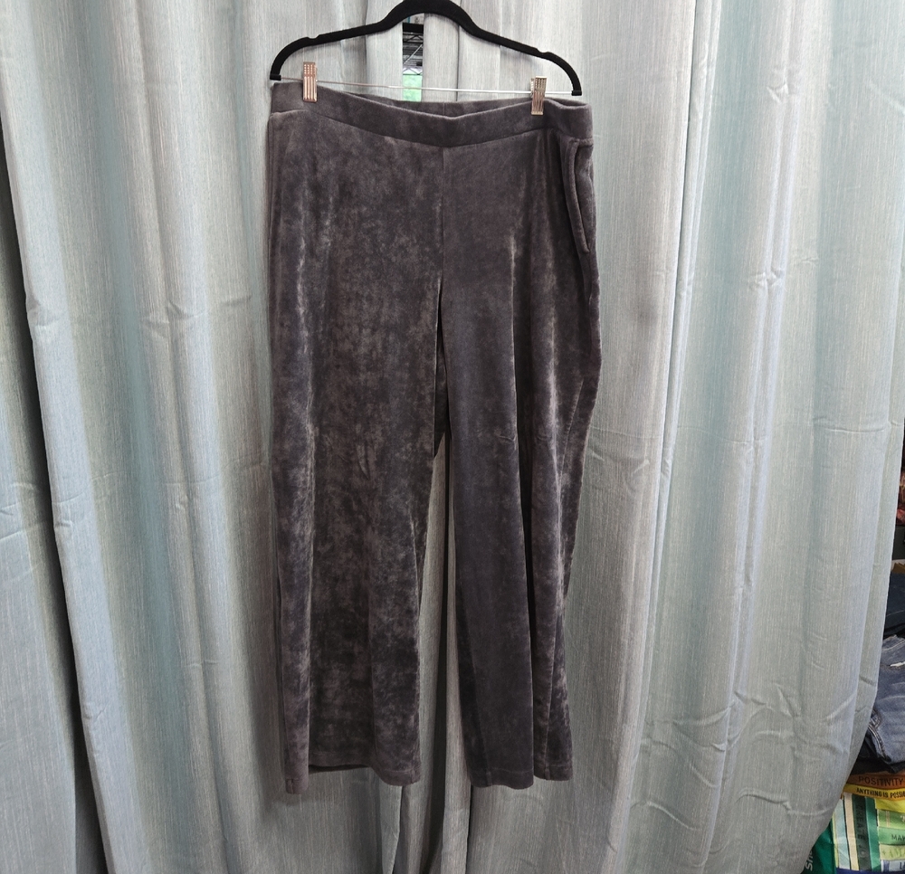 Velvet Wide-Leg Pants - Gray EUC
